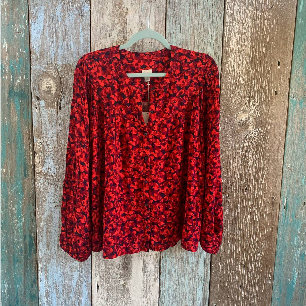 NWT A New Day Floral Button Down Blouse XL